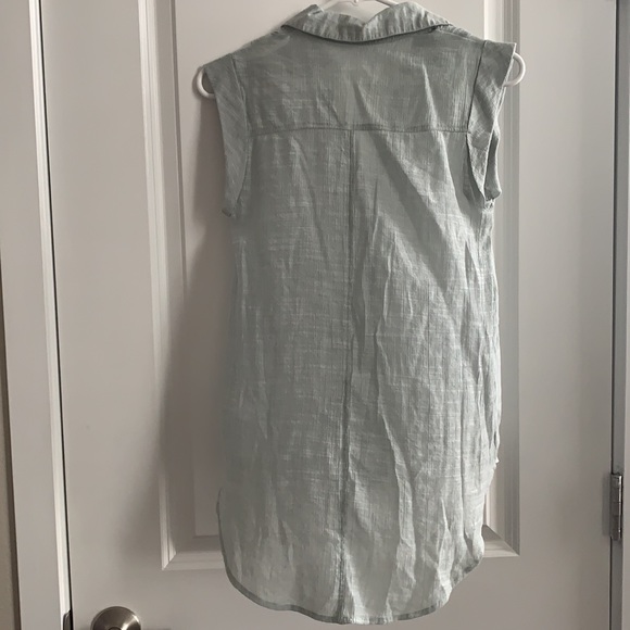 Blue/Grey Cut-Off Button Up Shirt | Size: S - Picture 5 of 5